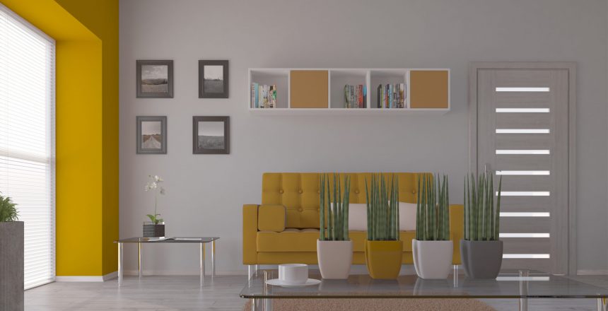 Render of 3D contemporary Living Room Interior and modern furniture